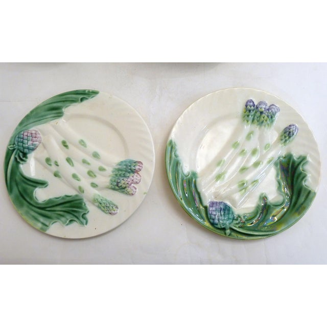 Ceramic Antique Asparagus Plates in Salins Earthenware, 1890s, Set of 8 For Sale - Image 7 of 16