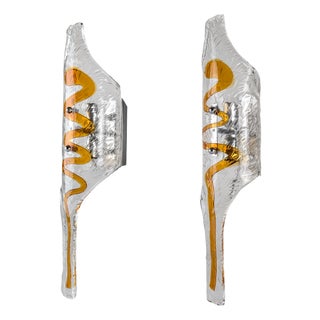 Murano Glass Sconces by Toni Zuccheri for Mazzega, Italy, 1970s, Set of 2 For Sale