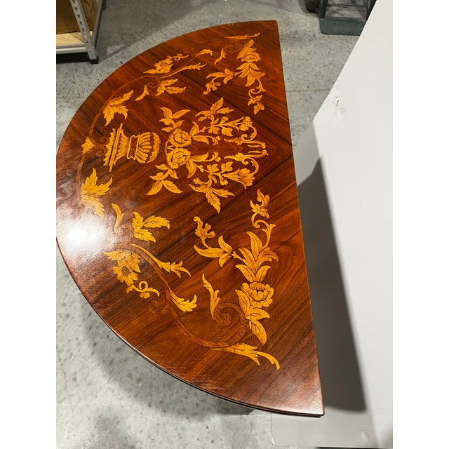 Brown Late 20th Century Expandable Demi-Lune Console Table to Round Dining Table For Sale - Image 8 of 8