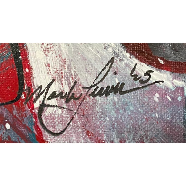 Contemporary 2025 "015-25" Abstract Expressionist Crimson & Teal Painting by Mark Lewis For Sale - Image 3 of 5