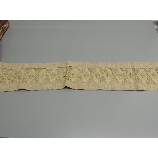 Vintage Tan Woven Swedish Eyelet Trim For Sale - Image 4 of 6