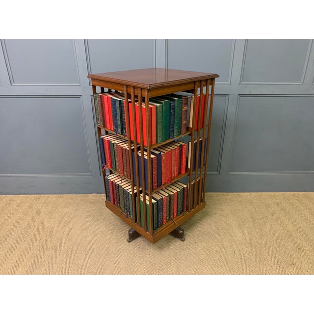 Large Antique Oak Revolving Bookcase, 1905 For Sale - Image 10 of 11