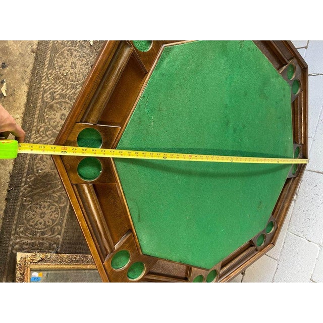 Wood Vintage 20th Century Octagonal Folding Poker Game Table For Sale - Image 7 of 9