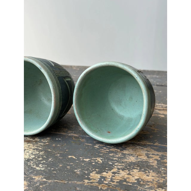 Vintage Puerto Rican Pottery Incised Glazed Vessels by Hal Lasky, a Pair, Circa 1963 For Sale - Image 13 of 17