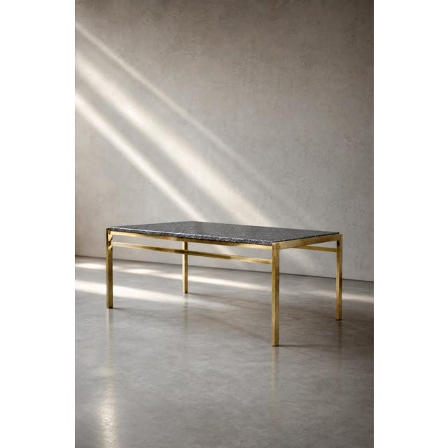 Gold Mid-Century Italian Modern Brass Coffee Table with Stone Top, 1970s For Sale - Image 8 of 18