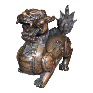 Large Vintage Pixiu Statue, Oriental, Bronze, Mythological, Figure, Feng Shui