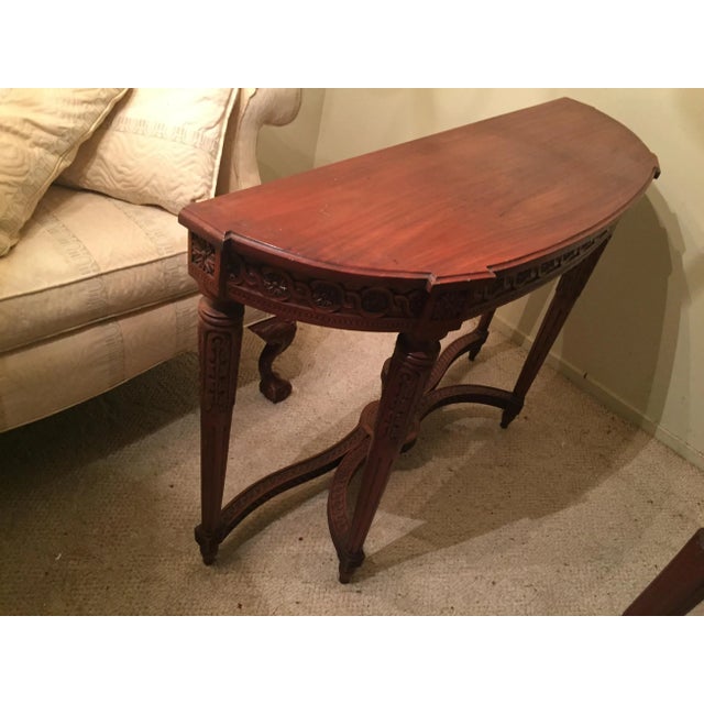 1990s 1990s French Style Mahogany Hand-Carved Curved Console Table For Sale - Image 5 of 13