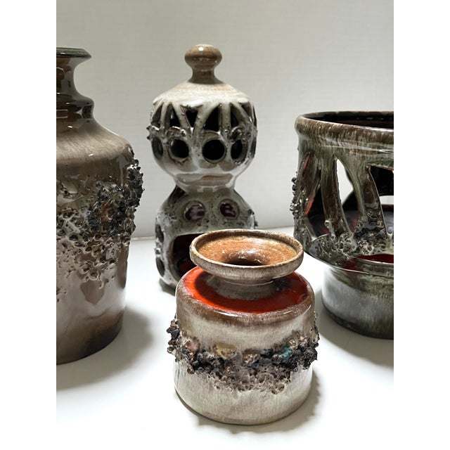 Gemstone Mid Century Icelandic Glit Lava Pottery Set- 4 Pieces For Sale - Image 7 of 14