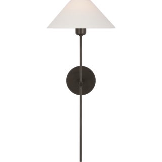 J. Randall Powers for Visual Comfort Signature Hackney 25" Tail Sconce in Bronze with Linen Shade For Sale