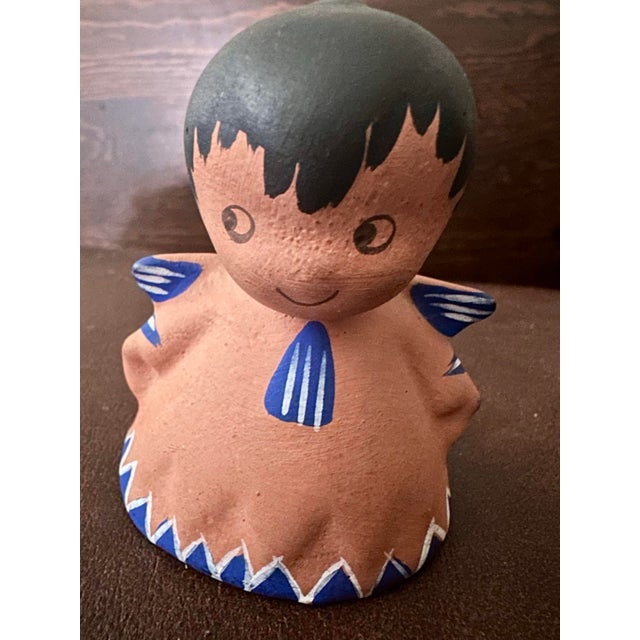 Late 20th Century Vintage 20th Century Hand Painted Terra Cotta Boy Angel Bell For Sale - Image 5 of 8