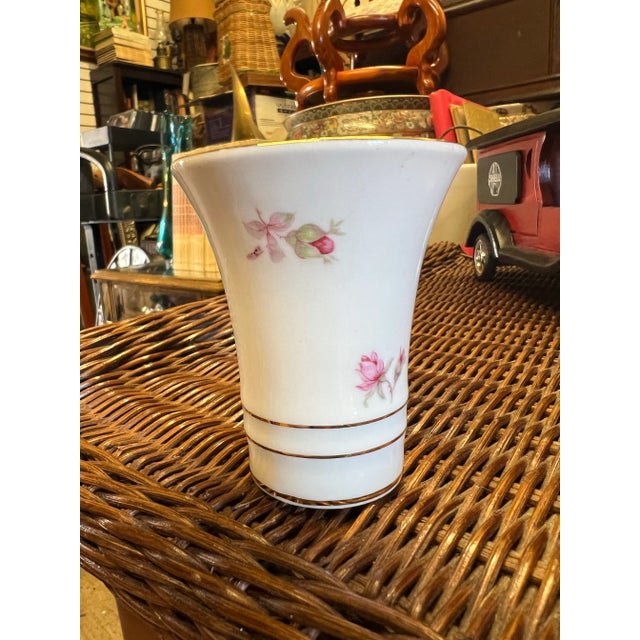 1950s Bud vase from the pattern Antique Rose by Schumann made in Bavaria Germany. Measuring about 3 1/4” tall . The rim is...