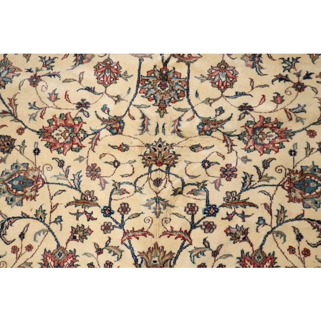 Late 20th Century Vintage Zabihi Collection Large Ivory Green Indian Room Rug - 10'9" x 13'3" For Sale - Image 5 of 11