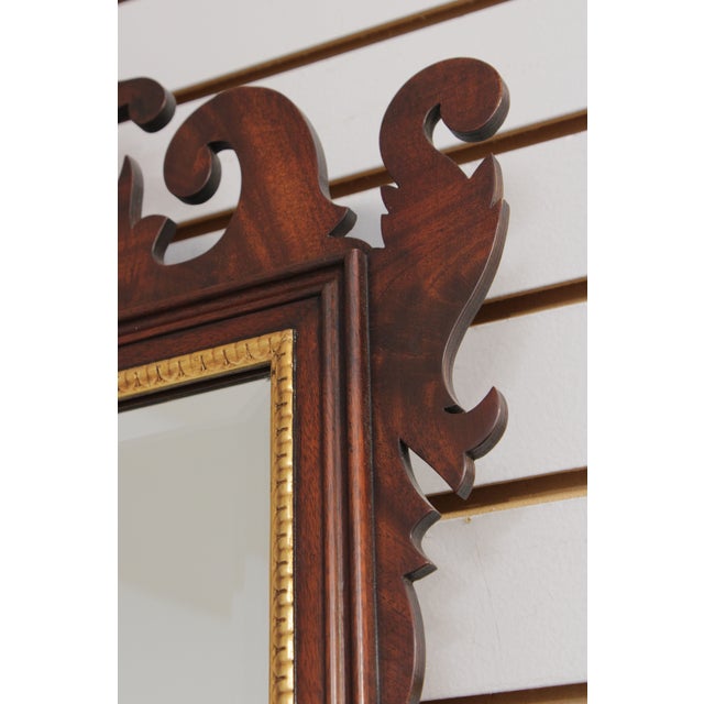 Brown Henkel Harris Chippendale Mahogany Wall Mirror For Sale - Image 8 of 15