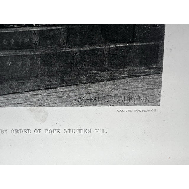 Late 19th Century 19th Century Print by Jean Paul Laurens Titled “The Body of Pope Formosus Exhumed for Trial by Order of Pope Stephen VII For Sale - Image 5 of 7