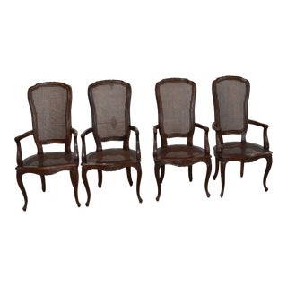 Set of 4 Henredon Four Centuries Oak & Caned French Country Dining Chairs For Sale