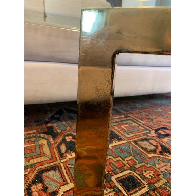 Metal Milo Baughman, Thayer Coggin Brass Double X Coffee Table For Sale - Image 7 of 11