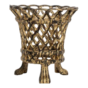 Black/Gold Lattice Footed Planter, Large