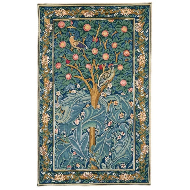 From a design woven in 1885 by Morris & Co., weavers at Merton Abbey. This beautiful tapestry is woven on a jacquard loom...