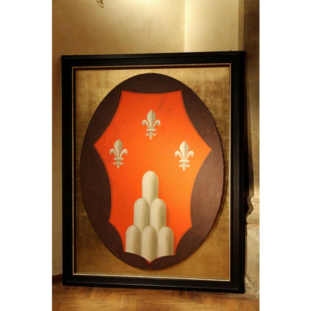 Italian Oval Coat of Arms, 1890s, Oil on Canvas & Gold Leaf For Sale - Image 11 of 14