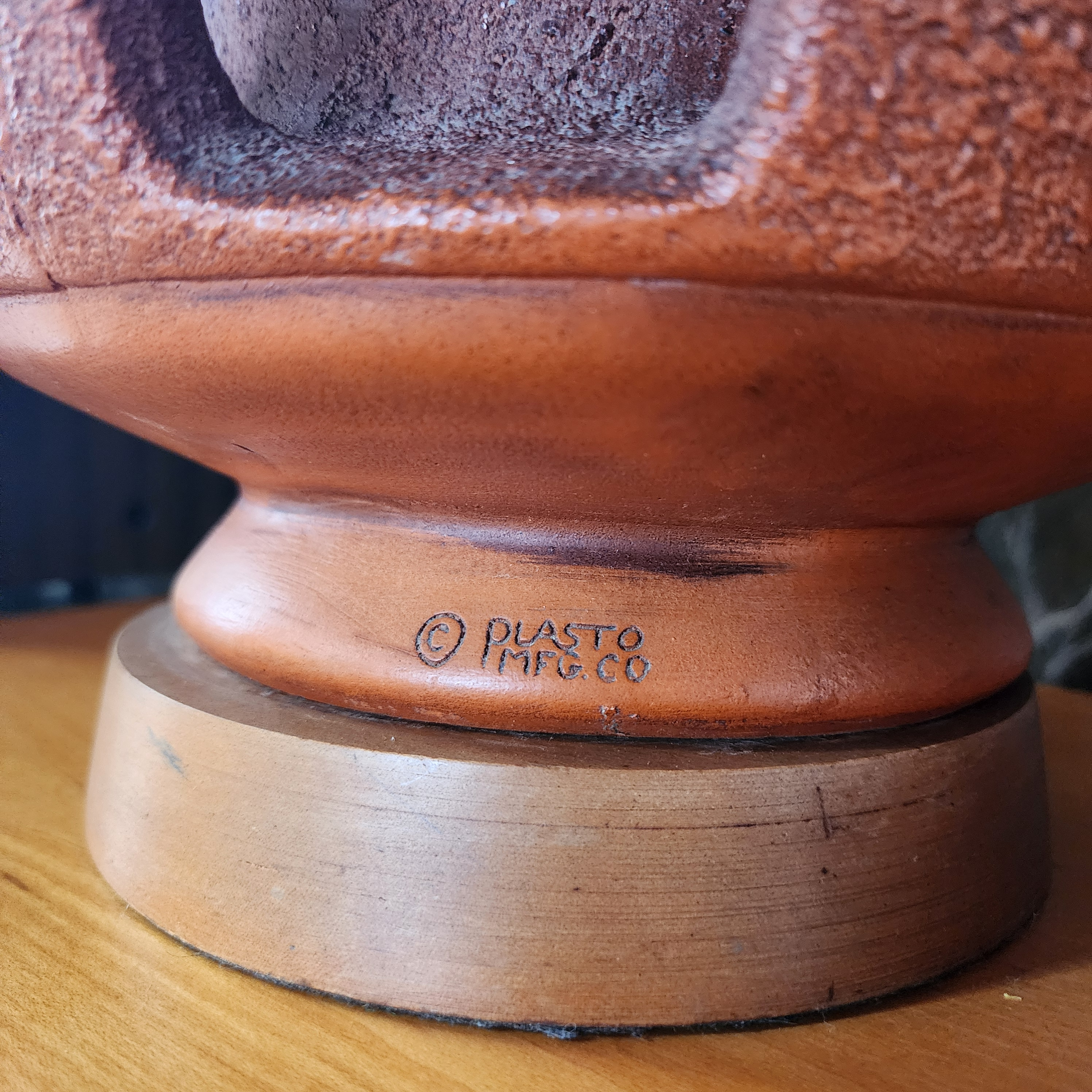 Pair of 1960s Plasto Mfg Co Burnt Orange Saucer Lamps With Danish