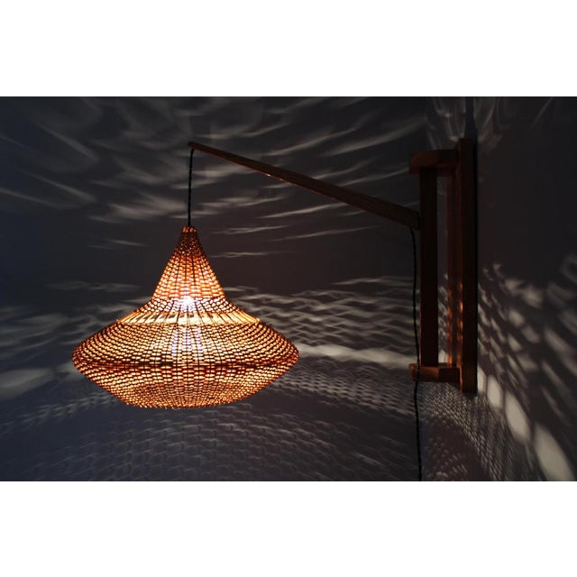 Wall Wooden Lamp attributed to Pokrok Zilina, Former Czechoslovakia, 1960s For Sale - Image 10 of 12