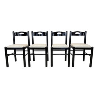 Vintage Italian Modern Habitat Style Black Lacquer Dining Chairs—Set of 4 For Sale