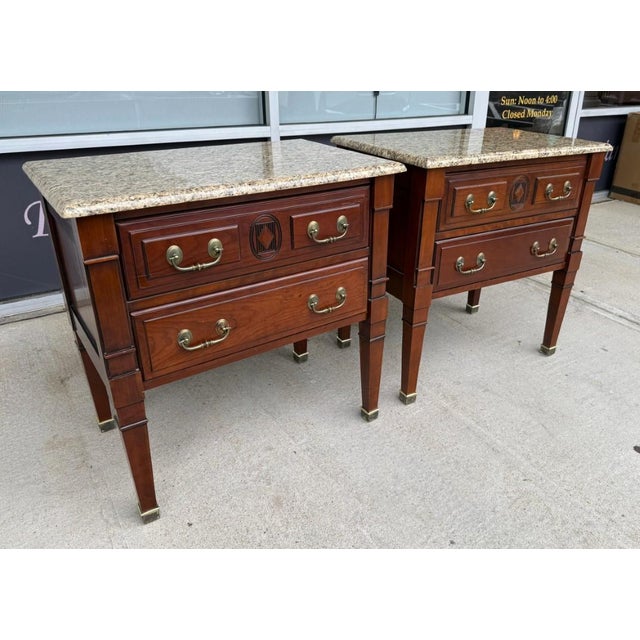 American Late 20th Century Pair of Harden Nightstands With Granite Tops For Sale - Image 3 of 12