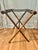 Vintage Faux Bamboo Palm Beach Folding Tray Table With Gallery Rail and Glass Top For Sale - Image 9 of 13