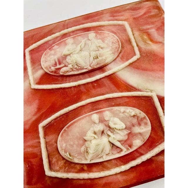 Italian Mid 20th Century Incolay Stone Jewelry Box “Cameo” in Dark Rose For Sale - Image 3 of 13