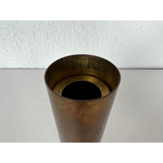Vintage Brass Cylinder Candleholder For Sale - Image 4 of 12