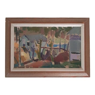 Signed Swedish Mid-Century Modernist Landscape Oil Painting For Sale