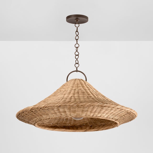 Hudson Valley Lighting Hudson Valley Lighting Baychester 32 in. 1 Light Pendant in Bronze Leaf Finish For Sale - Image 4 of 11