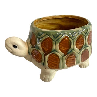 Vintage Terra Cotta Turtle Planter For Sale