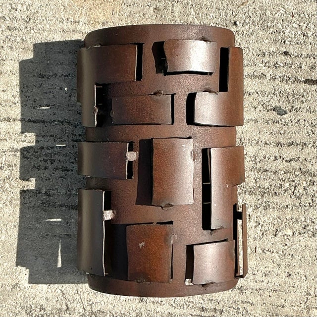 Brutalist Vintage Boho French Brutalist Wall Sconce For Sale - Image 3 of 7
