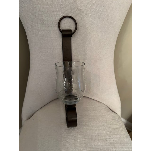 4 bronze finish scrolled Iron wall sconce candle holders 2- large 25” h x 7”w 2-small 18”h x 5” w