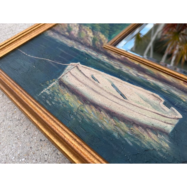 Vintage Hand-Painted Tropical Landscape Beveled Wall Mirror For Sale In Naples, FL - Image 6 of 12