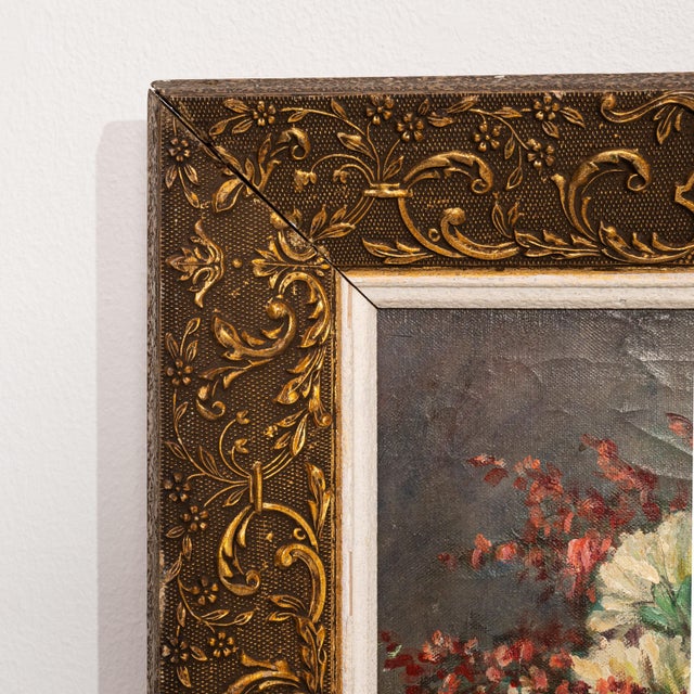 Traditional Early 20th Century Belgium Blue Canvas Painting For Sale - Image 3 of 15