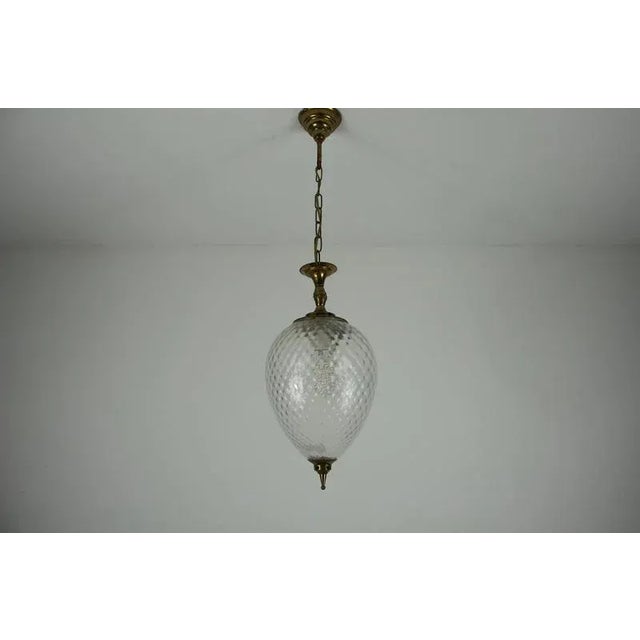 1960s Mid-Century Modern Italian Pendant Lamp in Brass and Glass, 1960s For Sale - Image 5 of 18