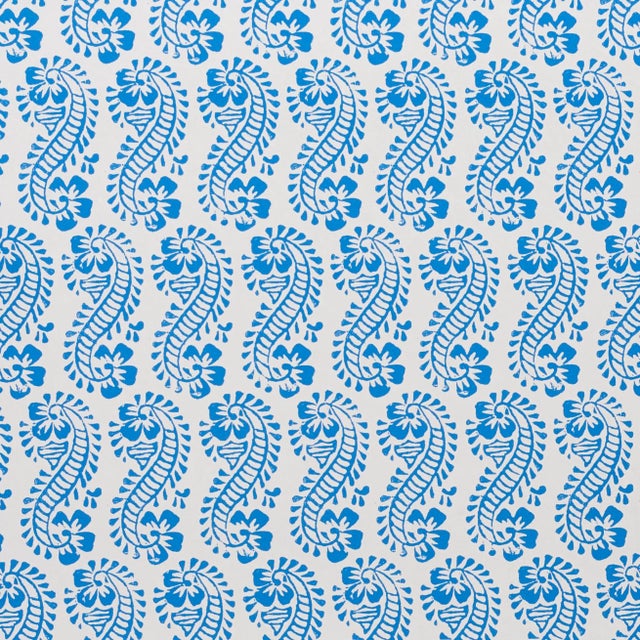 Sample - Schumacher x Molly Mahon Lani Wallpaper in Blue For Sale