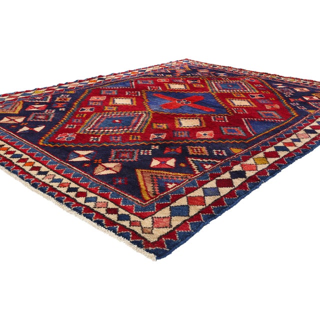 78855 Vintage Persian Lori Rug, 06'10 x 09'04. Behold the vintage Persian Lori rug, an exquisite hand-knotted woolen...
