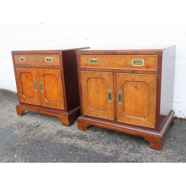 Hollywood Regency Century Hollywood Regency Nightstands End Bedside Tables a Pair 6363 For Sale - Image 3 of 17