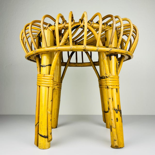 1960s Vintage Rattan Stool, Italy, 1960s For Sale - Image 5 of 12
