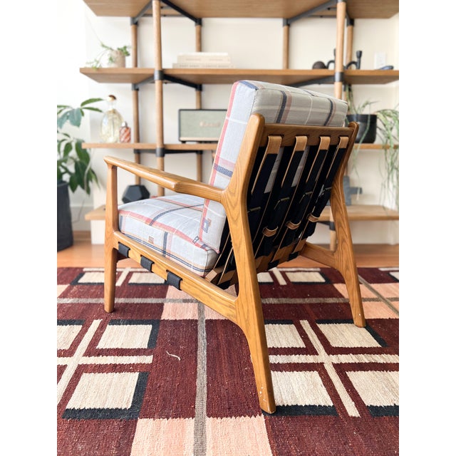 Attributed Four Hands Silas Chair with Custom Schumacher Upholstery Fable in Fjord A striking silhouette with design-...