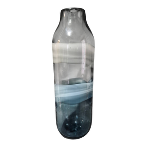 20th C. Mid-Century Modern Italian Art Glass Vase Hand Blown Gray, Blue, White, 18'' Tall