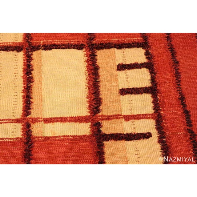 1940s Vintage Geometric Swedish Scandinavian Flat Woven Rug For Sale - Image 12 of 12