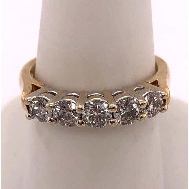 14 Karat Two-Tone Gold Ring With Five Round Diamonds 1 Carat For Sale - Image 11 of 12
