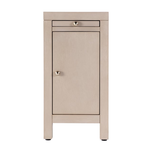 Nora 12 in. W Rectangular Wood 1 Door Narrow End Table with Pull-Out Tray, Antique Taupe For Sale In Chicago - Image 6 of 11