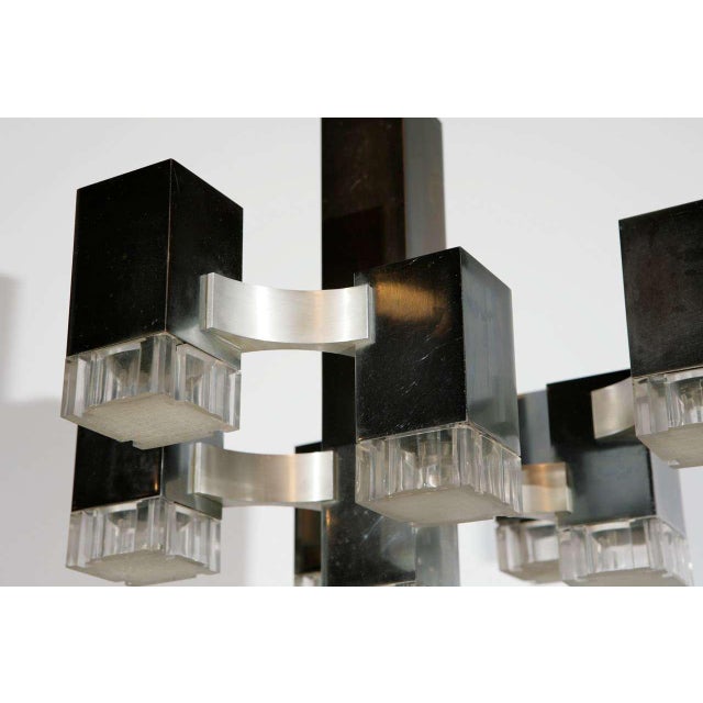 Italian 1970s Sciolari Nickel and Aluminum Pendant Fixture For Sale - Image 3 of 8