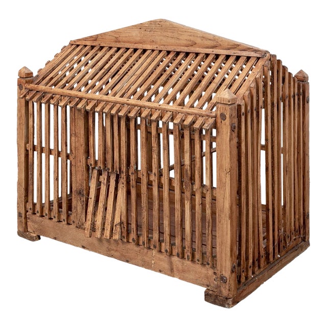 Antique Chinese Hand Carved Wooden Birdcage For Sale