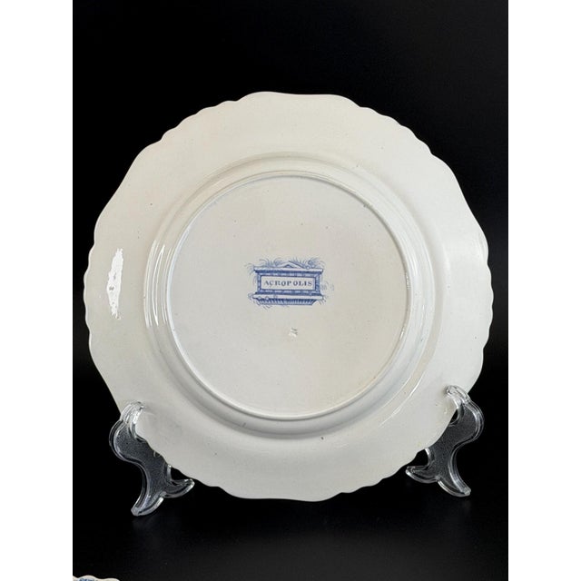 Blue Acropolis Transferware Plates, Set of 3, England, 9.4in, Set of 3 For Sale - Image 11 of 12